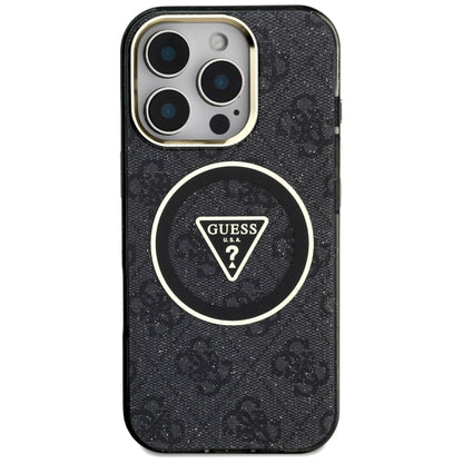 Θήκη MagSafe για Apple iPhone 16 Pro, Guess, IML Glitter 4G Circle Triangle, Μαύρη