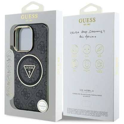 Θήκη MagSafe για Apple iPhone 16 Pro, Guess, IML Glitter 4G Circle Triangle, Μαύρη