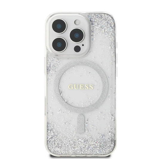 Θήκη MagSafe για Apple iPhone 16 Pro, Guess, IML Glitter Gradient, Ασημί