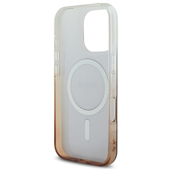 MagSafe Case for Apple iPhone 16 Pro, Guess, IML Glitter Gradient, Brown