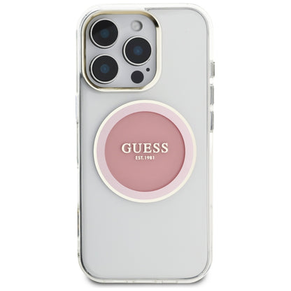 Θήκη MagSafe για Apple iPhone 16 Pro, Guess, IML Metal Colored Circle, Ροζ