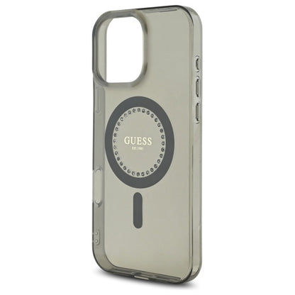 MagSafe Case for Apple iPhone 16 Pro, Guess, IML Rhinestone, Black