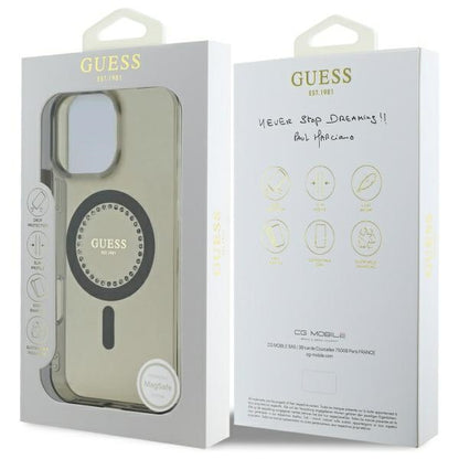 MagSafe Case for Apple iPhone 16 Pro, Guess, IML Rhinestone, Black