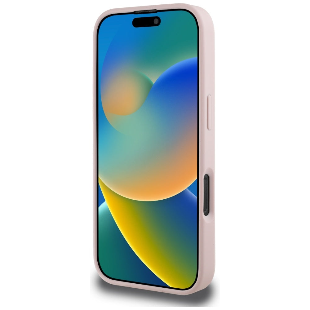 Θήκη MagSafe για Apple iPhone 16 Pro, Guess, Peony Grained Hot Stamp Triangle, Ροζ