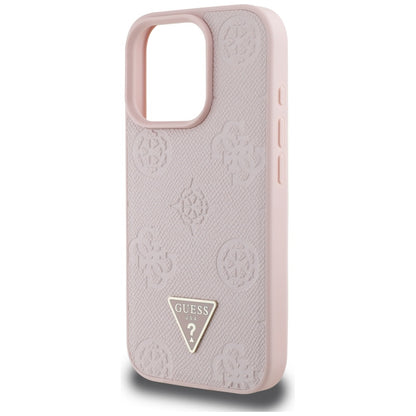 Θήκη MagSafe για Apple iPhone 16 Pro, Guess, Peony Grained Hot Stamp Triangle, Ροζ