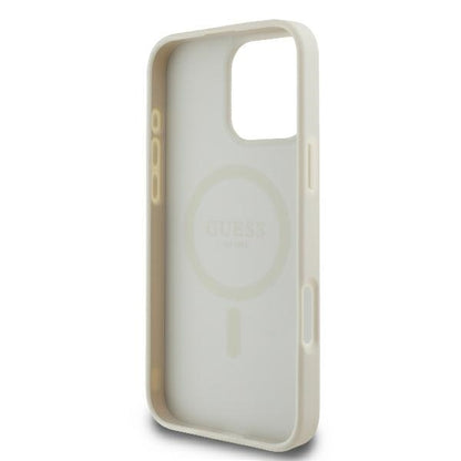 MagSafe Case for Apple iPhone 16 Pro, Guess, Peony Script, White
