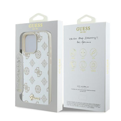 MagSafe Case for Apple iPhone 16 Pro, Guess, Peony Script, White