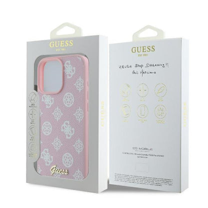 MagSafe Case for Apple iPhone 16 Pro, Guess, Peony Script, Pink