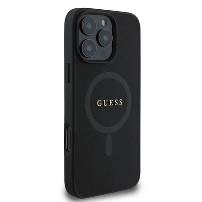 MagSafe Case for Apple iPhone 16 Pro, Guess, Saffiano Classic Logo, Black