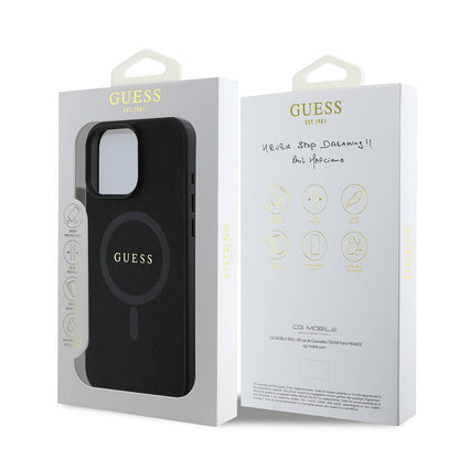 MagSafe Case for Apple iPhone 16 Pro, Guess, Saffiano Classic Logo, Black