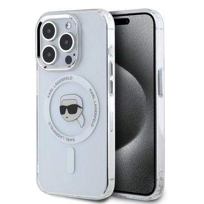 Θήκη MagSafe για Apple iPhone 16 Pro, Karl Lagerfeld, IML Metal Karl's Head, Λευκή