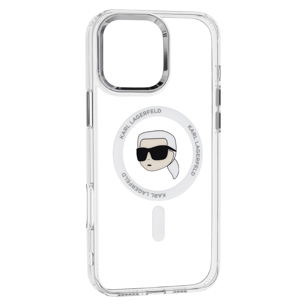 Θήκη MagSafe για Apple iPhone 16 Pro, Karl Lagerfeld, IML Metal Karl's Head, Λευκή