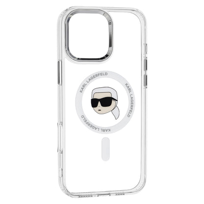 Θήκη MagSafe για Apple iPhone 16 Pro, Karl Lagerfeld, IML Metal Karl's Head, Λευκή