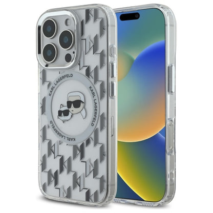 Θήκη MagSafe για Apple iPhone 16 Pro, Karl Lagerfeld, IML Monogram Karl & Choupette's Heads, Διάφανη
