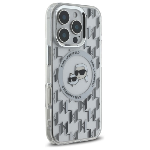 Θήκη MagSafe για Apple iPhone 16 Pro, Karl Lagerfeld, IML Monogram Karl & Choupette's Heads, Διάφανη