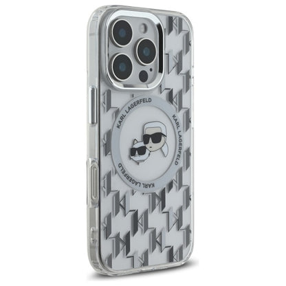 Θήκη MagSafe για Apple iPhone 16 Pro, Karl Lagerfeld, IML Monogram Karl & Choupette's Heads, Διάφανη
