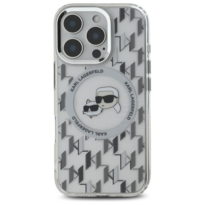 Θήκη MagSafe για Apple iPhone 16 Pro, Karl Lagerfeld, IML Monogram Karl & Choupette's Heads, Διάφανη