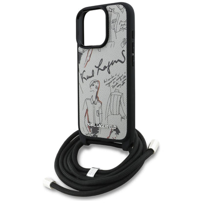 MagSafe Case for Apple iPhone 16 Pro, Karl Lagerfeld, Saffiano Crossbody, Grey