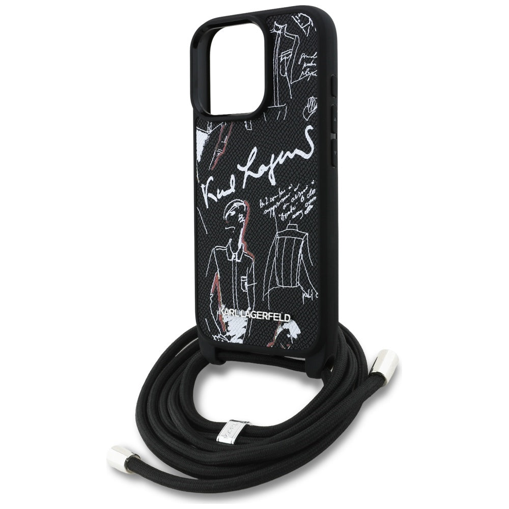 Θήκη MagSafe για Apple iPhone 16 Pro, Karl Lagerfeld, Saffiano Crossbody, Μαύρη