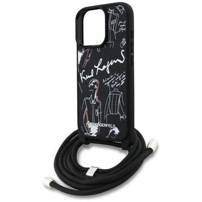 Θήκη MagSafe για Apple iPhone 16 Pro, Karl Lagerfeld, Saffiano Crossbody, Μαύρη