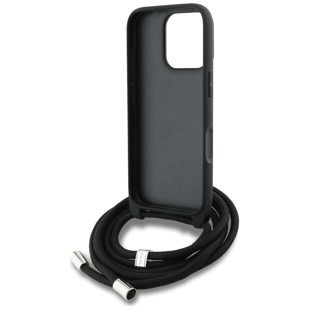 Θήκη MagSafe για Apple iPhone 16 Pro, Karl Lagerfeld, Saffiano Crossbody, Μαύρη