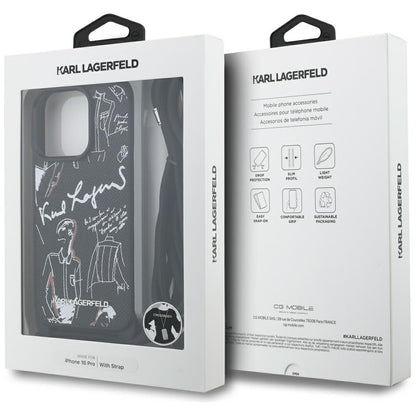 Θήκη MagSafe για Apple iPhone 16 Pro, Karl Lagerfeld, Saffiano Crossbody, Μαύρη