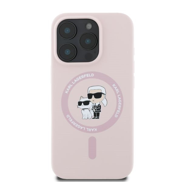 MagSafe Case for Apple iPhone 16 Pro, Karl Lagerfeld, Silicone Ring Karl & Choupette, Pink