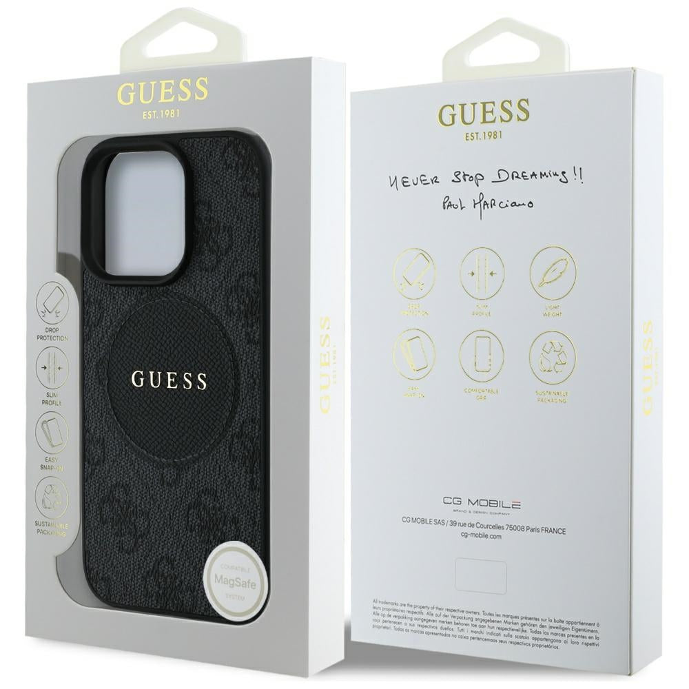 Θήκη MagSafe για Apple iPhone 16 Pro Max, Guess, 4G Circle Classic Logo, Μαύρη