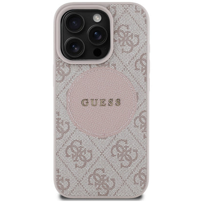 MagSafe Case for Apple iPhone 16 Pro Max, Guess, 4G Circle Classic Logo, Pink