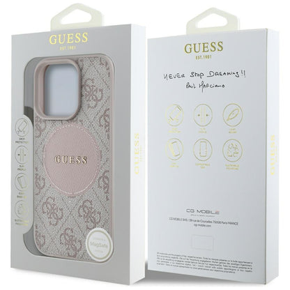 MagSafe Case for Apple iPhone 16 Pro Max, Guess, 4G Circle Classic Logo, Pink
