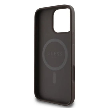 MagSafe Case for Apple iPhone 16 Pro Max, Guess, 4G Ring Classic Logo, Brown