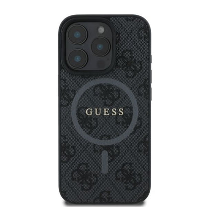 MagSafe Case for Apple iPhone 16 Pro Max, Guess, 4G Ring Classic Logo, Black