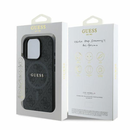 MagSafe Case for Apple iPhone 16 Pro Max, Guess, 4G Ring Classic Logo, Black