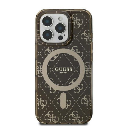 Θήκη MagSafe για Apple iPhone 16 Pro Max, Guess, IML 4G Background, Καφέ