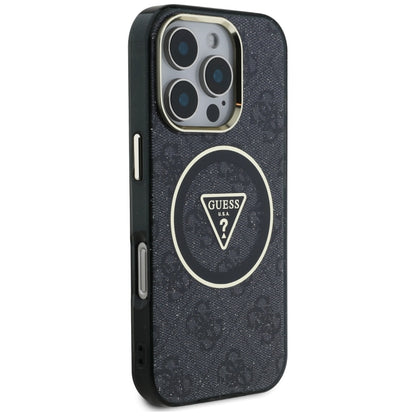 MagSafe Case for Apple iPhone 16 Pro Max, Guess, IML Glitter 4G Circle Triangle, Black