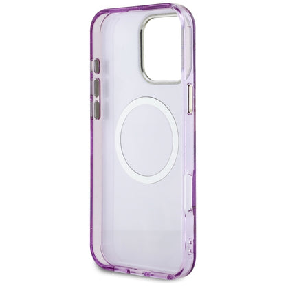 MagSafe Case for Apple iPhone 16 Pro Max, Guess, IML Metal Glitter Flowers Triangle, Purple