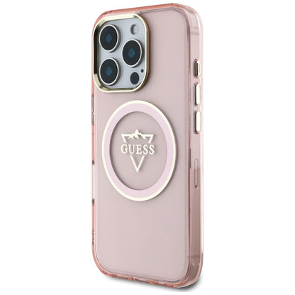 Θήκη MagSafe για Apple iPhone 16 Pro Max, Guess, IML Metal Mountain Logo, Ροζ