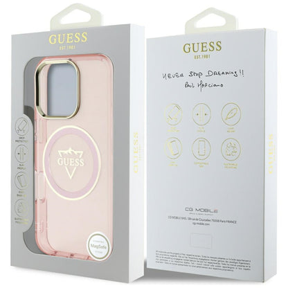 Θήκη MagSafe για Apple iPhone 16 Pro Max, Guess, IML Metal Mountain Logo, Ροζ