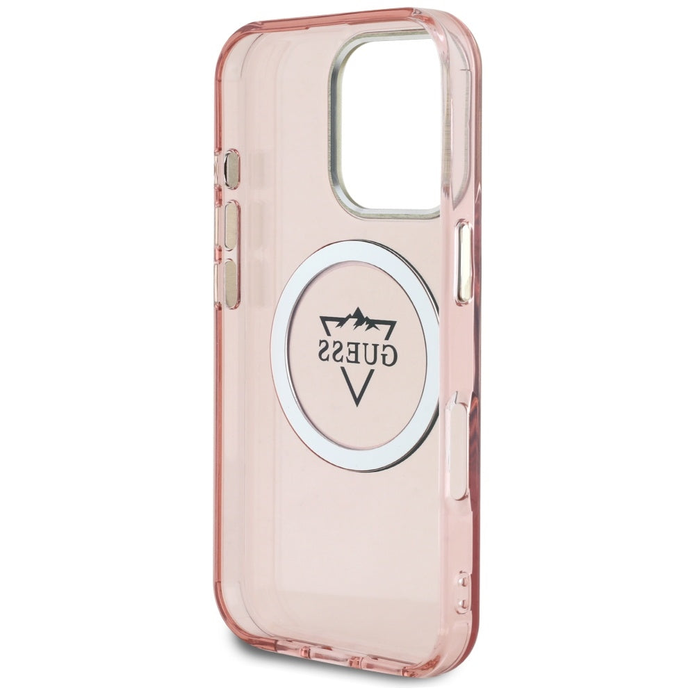 Θήκη MagSafe για Apple iPhone 16 Pro Max, Guess, IML Metal Mountain Logo, Ροζ