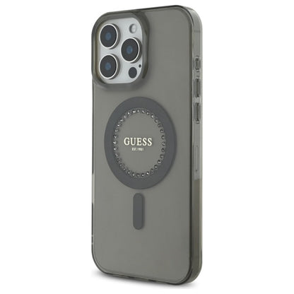 MagSafe Case for Apple iPhone 16 Pro Max, Guess, IML Rhinestone, Black