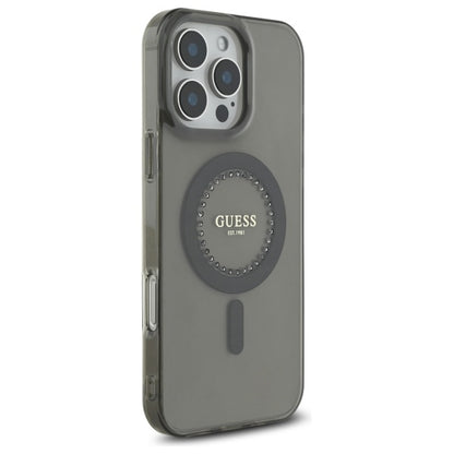 MagSafe Case for Apple iPhone 16 Pro Max, Guess, IML Rhinestone, Black