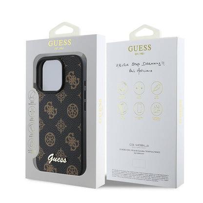 MagSafe Case for Apple iPhone 16 Pro Max, Guess, Peony Script, Black