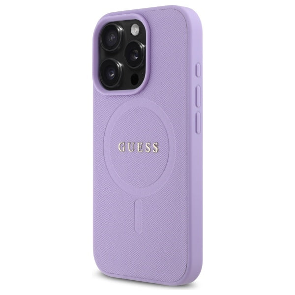 Θήκη MagSafe για Apple iPhone 16 Pro Max, Guess, Saffiano, Μωβ