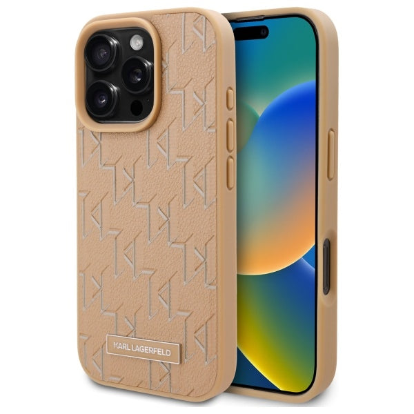 Θήκη MagSafe για Apple iPhone 16 Pro Max, Karl Lagerfeld, Hot Stamp, Μπεζ