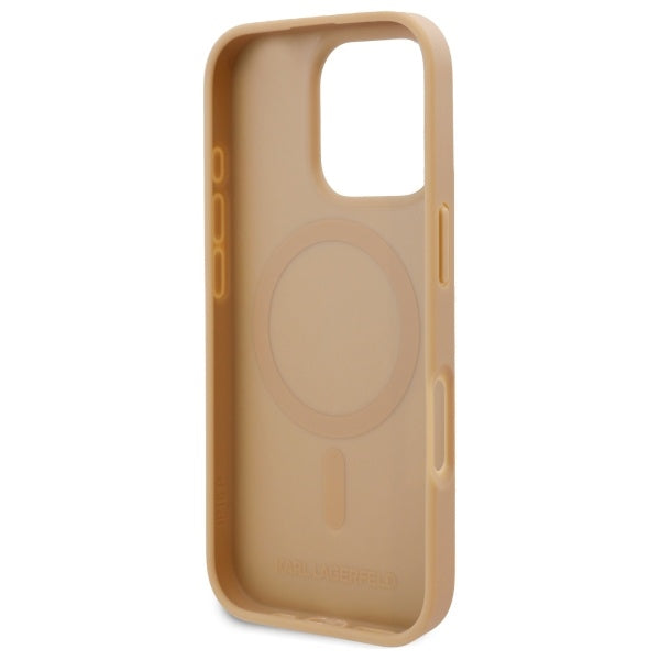 Θήκη MagSafe για Apple iPhone 16 Pro Max, Karl Lagerfeld, Hot Stamp, Μπεζ