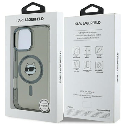 MagSafe Case for Apple iPhone 16 Pro Max, Karl Lagerfeld, IML Metal Choupette's Head, Black
