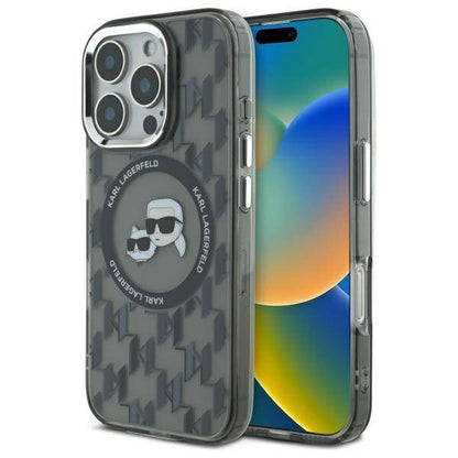 Θήκη MagSafe για Apple iPhone 16 Pro Max, Karl Lagerfeld, IML Monogram Karl & Choupette's Heads, Μαύρη
