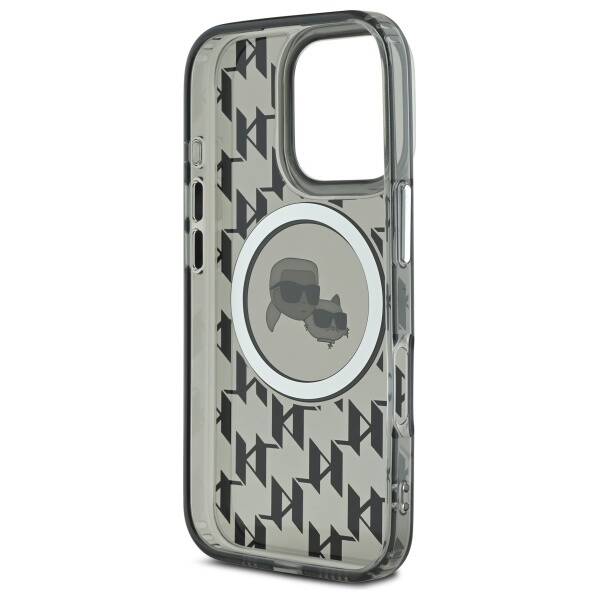 Θήκη MagSafe για Apple iPhone 16 Pro Max, Karl Lagerfeld, IML Monogram Karl & Choupette's Heads, Μαύρη