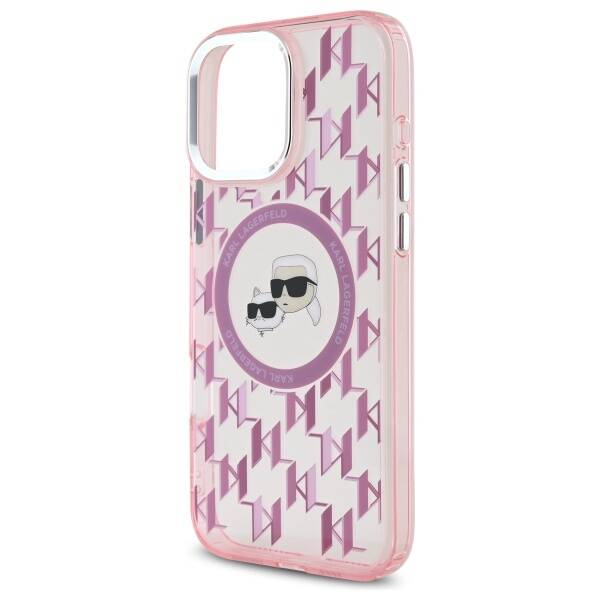 Θήκη MagSafe για Apple iPhone 16 Pro Max, Karl Lagerfeld, IML Monogram Karl & Choupette's Heads, Ροζ