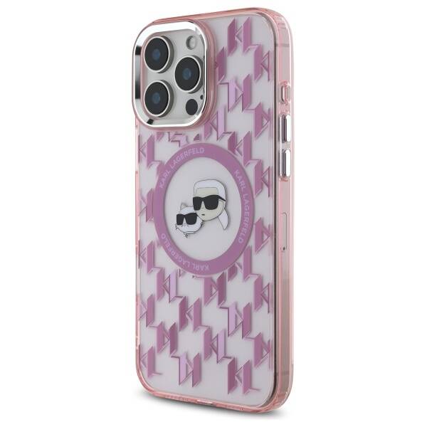 Θήκη MagSafe για Apple iPhone 16 Pro Max, Karl Lagerfeld, IML Monogram Karl & Choupette's Heads, Ροζ